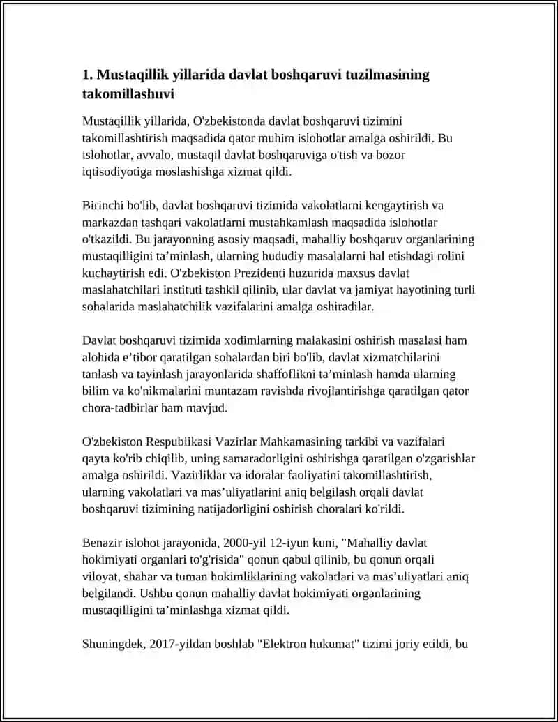 MUSTAQILLIK YILLARIDA DAVLAT BOSHQARUVI TIZIMIDA AMALGA OSHIRILGAN ISLOHOTLAR 3