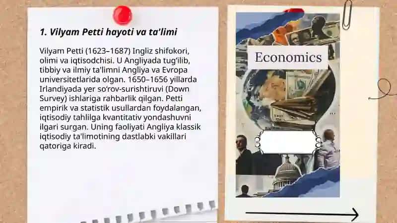 V.Petti angliya klassik iqtisodiy talimotining dastlabki vakili 3
