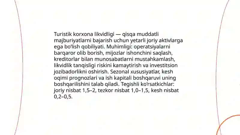 Turistik korxonada likvidlik tahlili 3