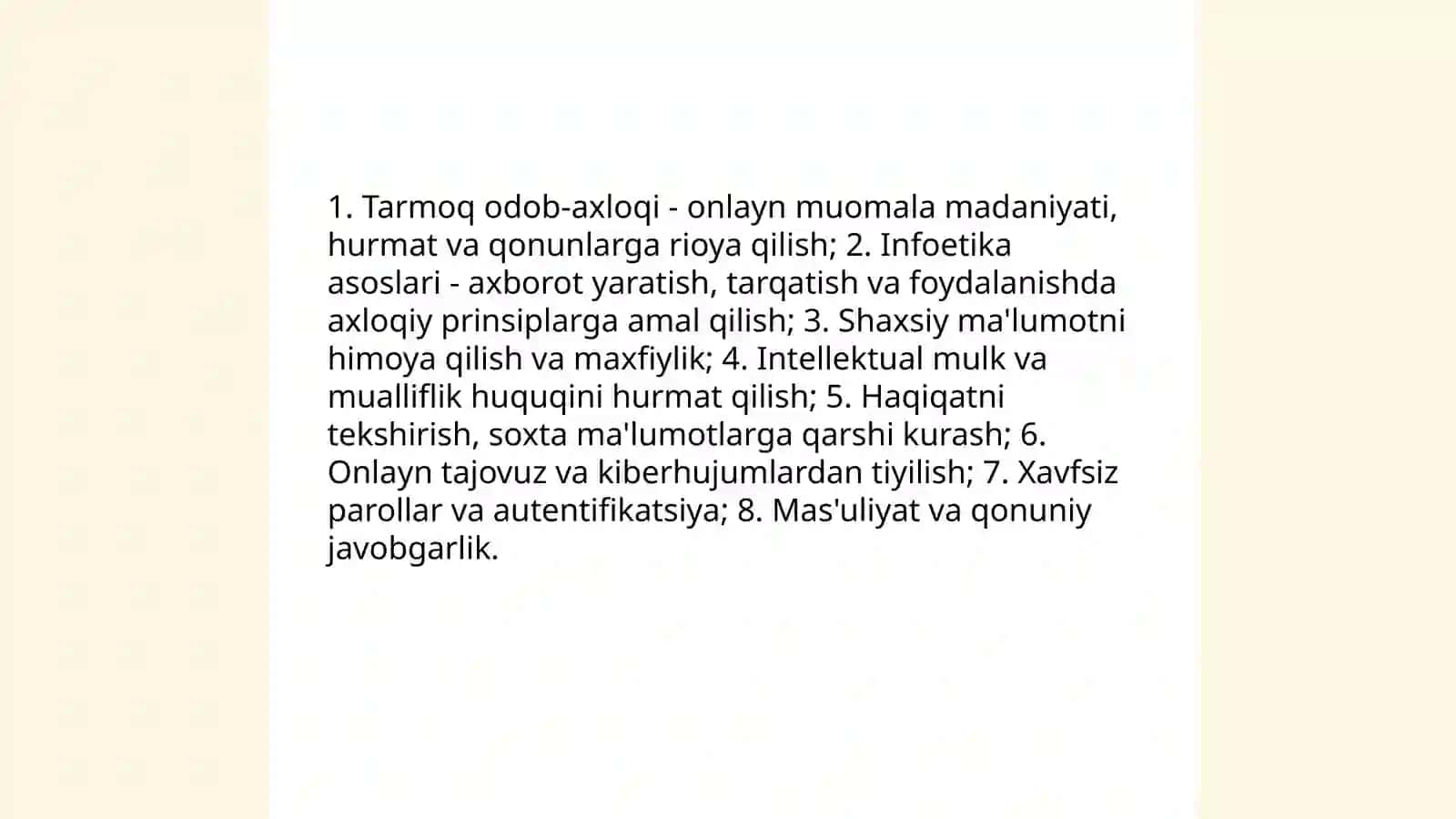 Tarmoq odob -axloqi (infoetika) 3