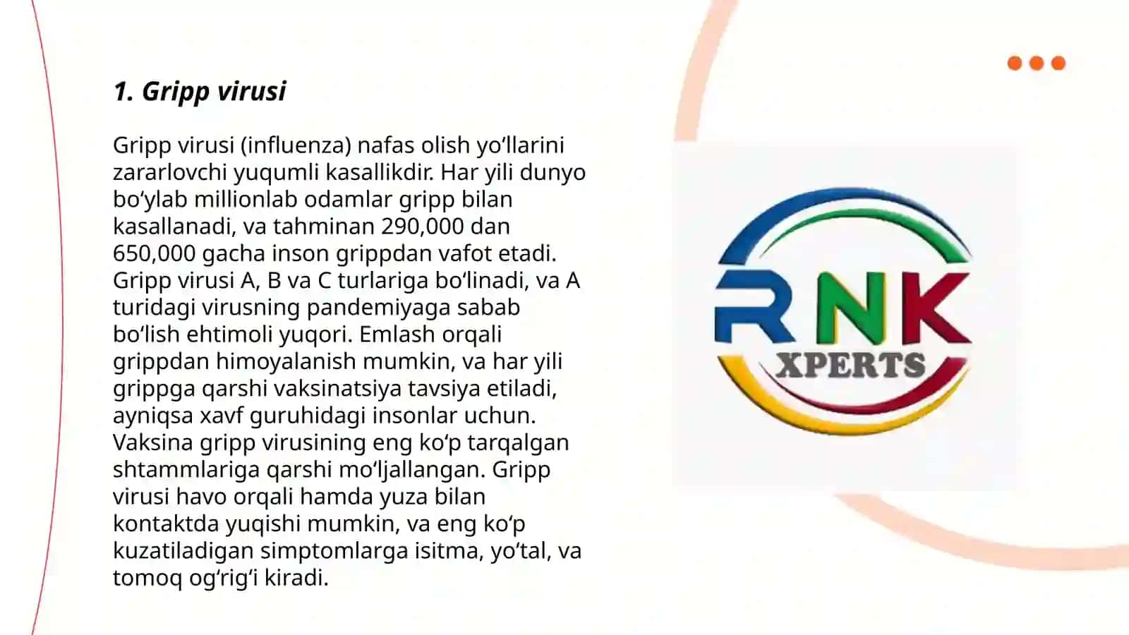 RNK va DNK saqlovchi viruslar keltirib chqaruvchi yuqumli kasallik qo'zg'atuvchilar 3
