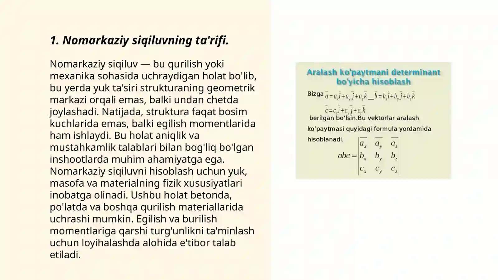 Nomarkaziy siqiluvchi elementlarning mustahkamligini hisoblash 3