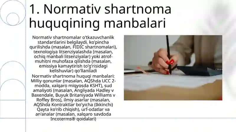 Normativ shartnomalar va uning xususiyatlari 3