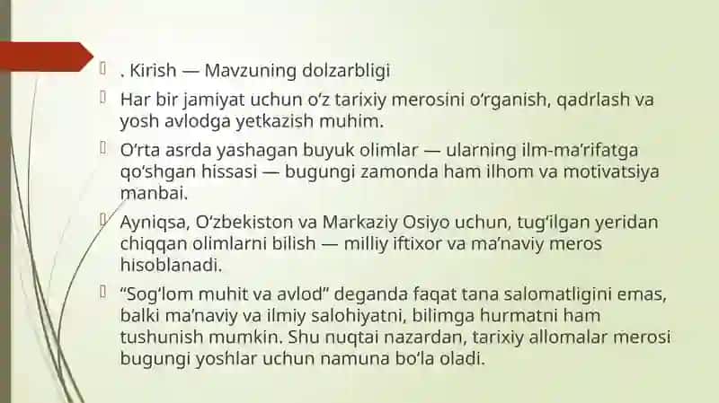 SOGLOM MUHIT – SOG’LOM  AVLOD . TIBBIYOTDA  AHMAD  AL- FARG’ONIY  MEROSI 3