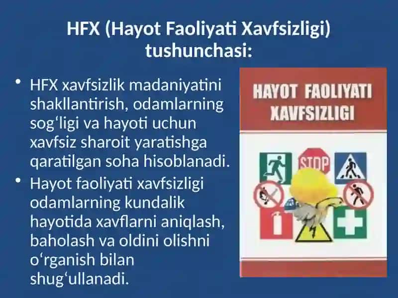 HFX Muammolarini o`rganish HFX muammolarini o`rganishga katta hissa qo`shgan jahon va vatanimiz olimlari. Ularning asosiy ilmiy ishlari. Xavflarni kvantifikatsiyalashning sonli, balli va boshqa uslublarini tahlil qilish. 3