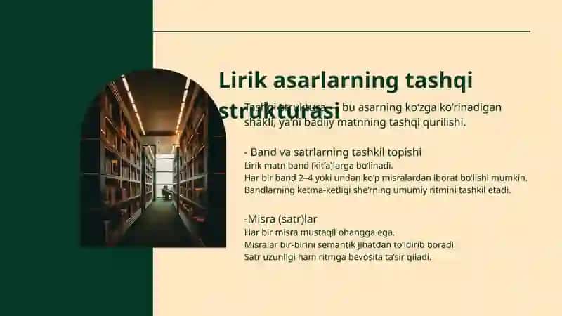 Lirik asarlarning ichki va tashqi strukturasi 3