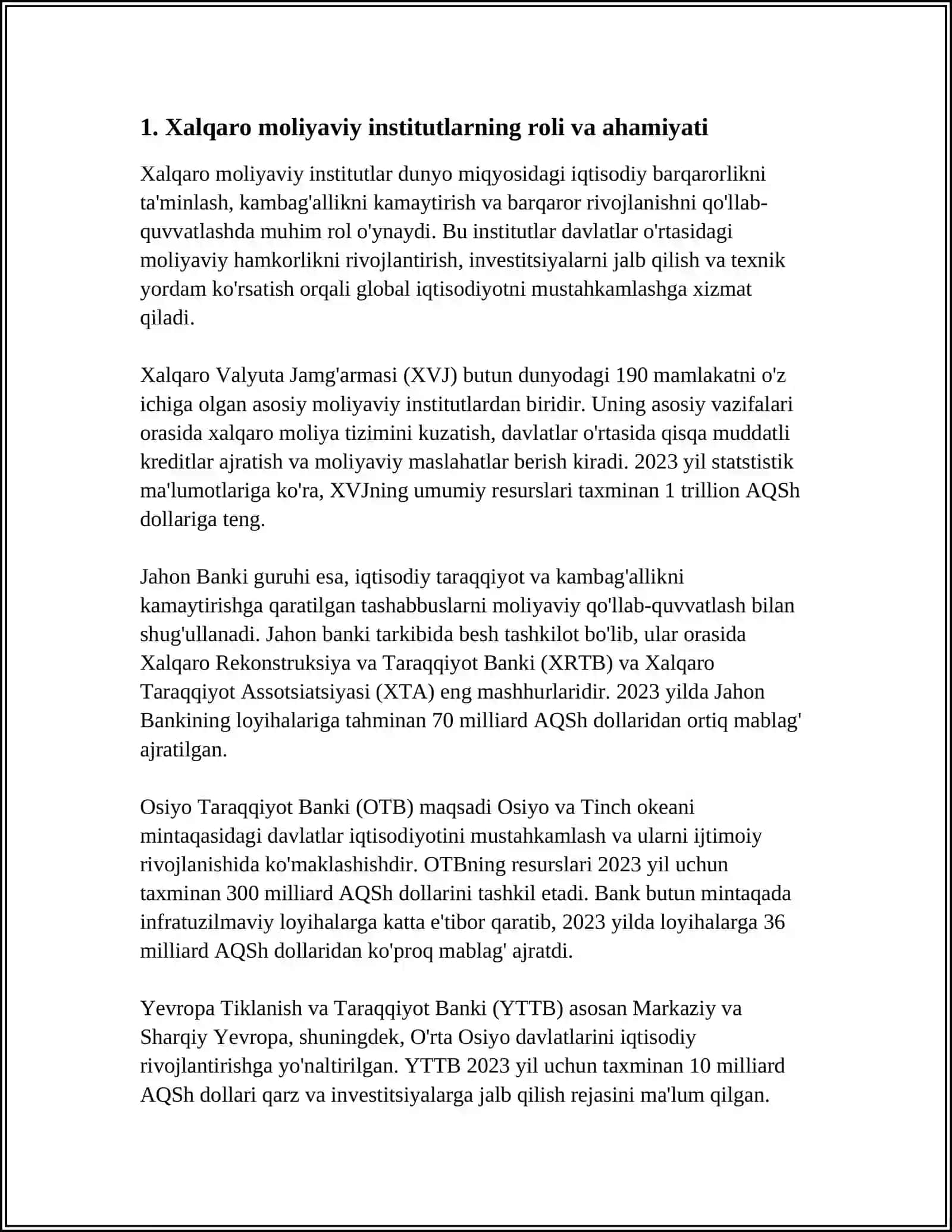 XALQARO MOLIYA INSITUTLARI VA ULARNING LAOLIYATI 3