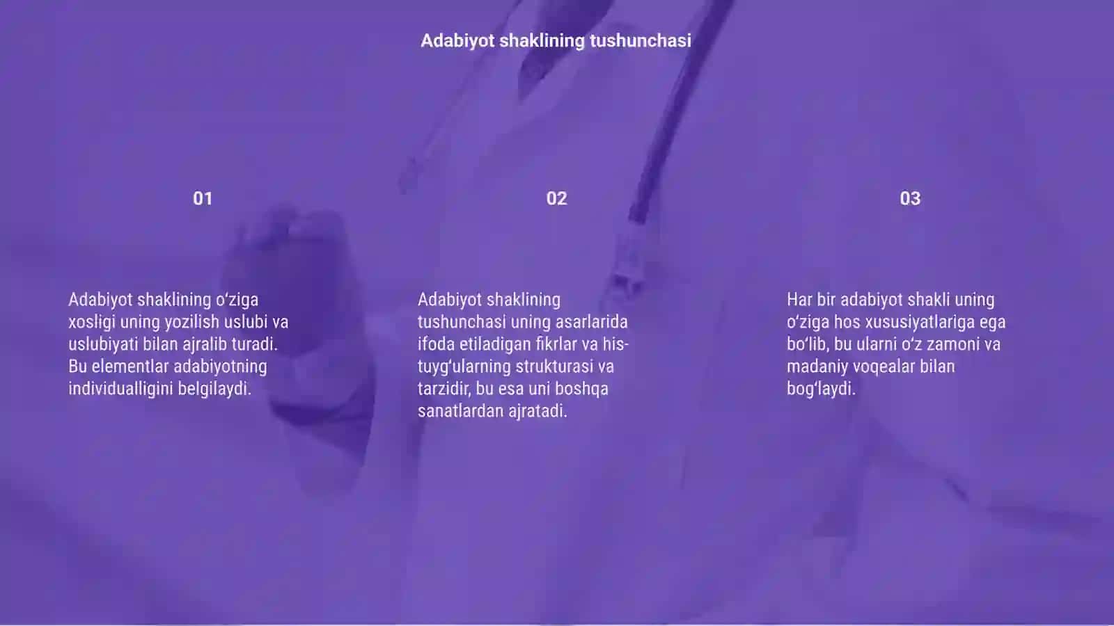 Adabiyot shaklini oʻziga xosligi 3