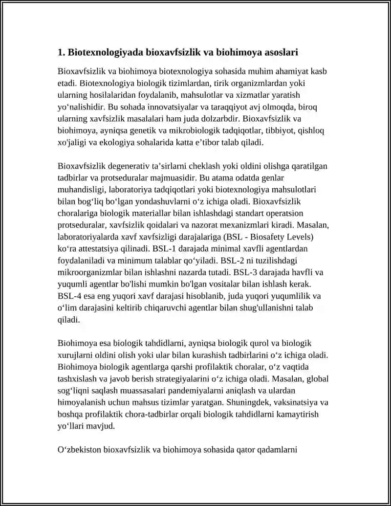 BIOTEXNOLOGIYADANXAVFSIZLIK MEZONLARI VA MUAMMOLARI 3