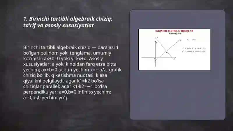 Birinchi tartibli algebraik chiziqlar 3