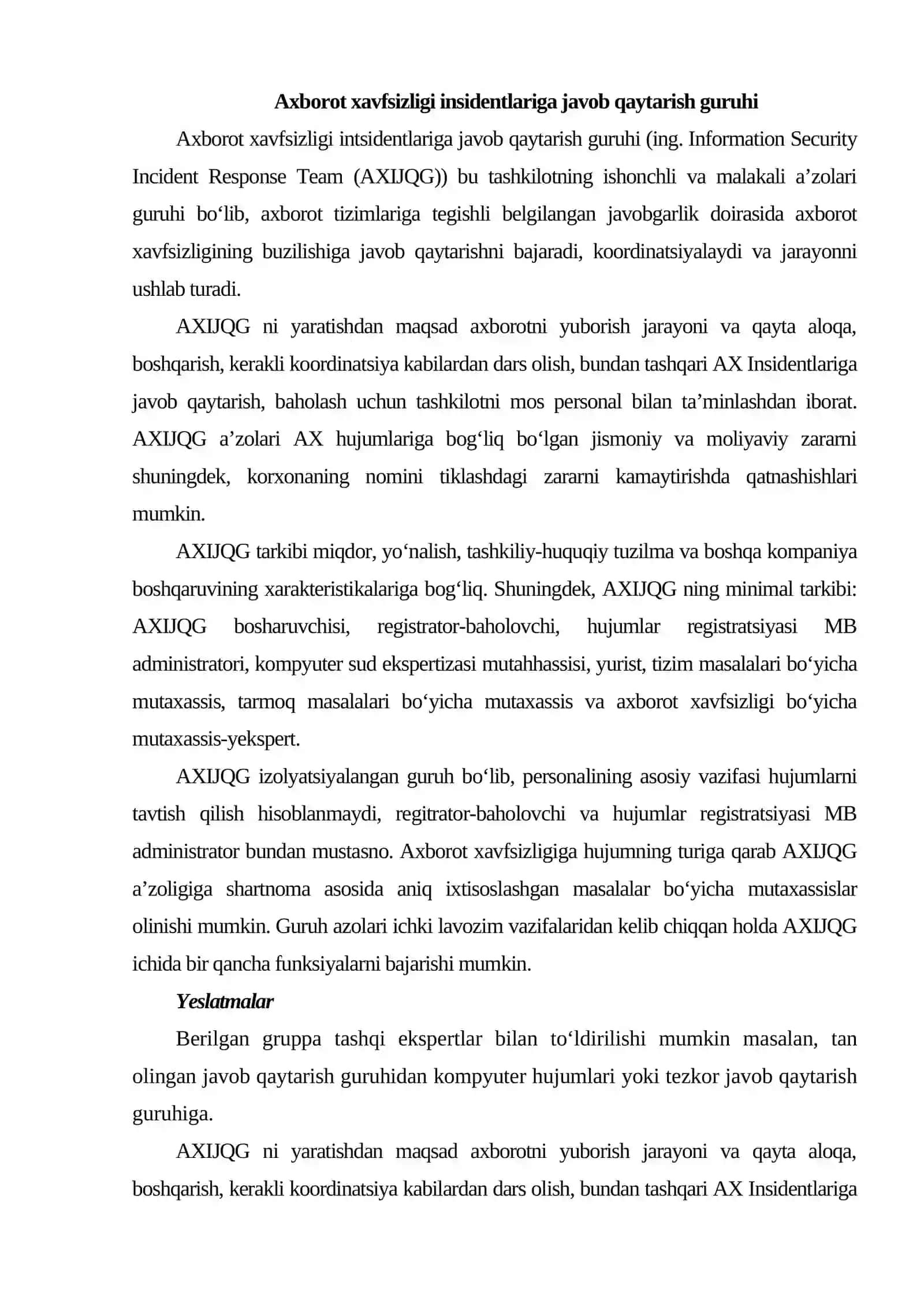 Axborot xavfsizligi intsidentlariga javob qaytarish guruhi 3