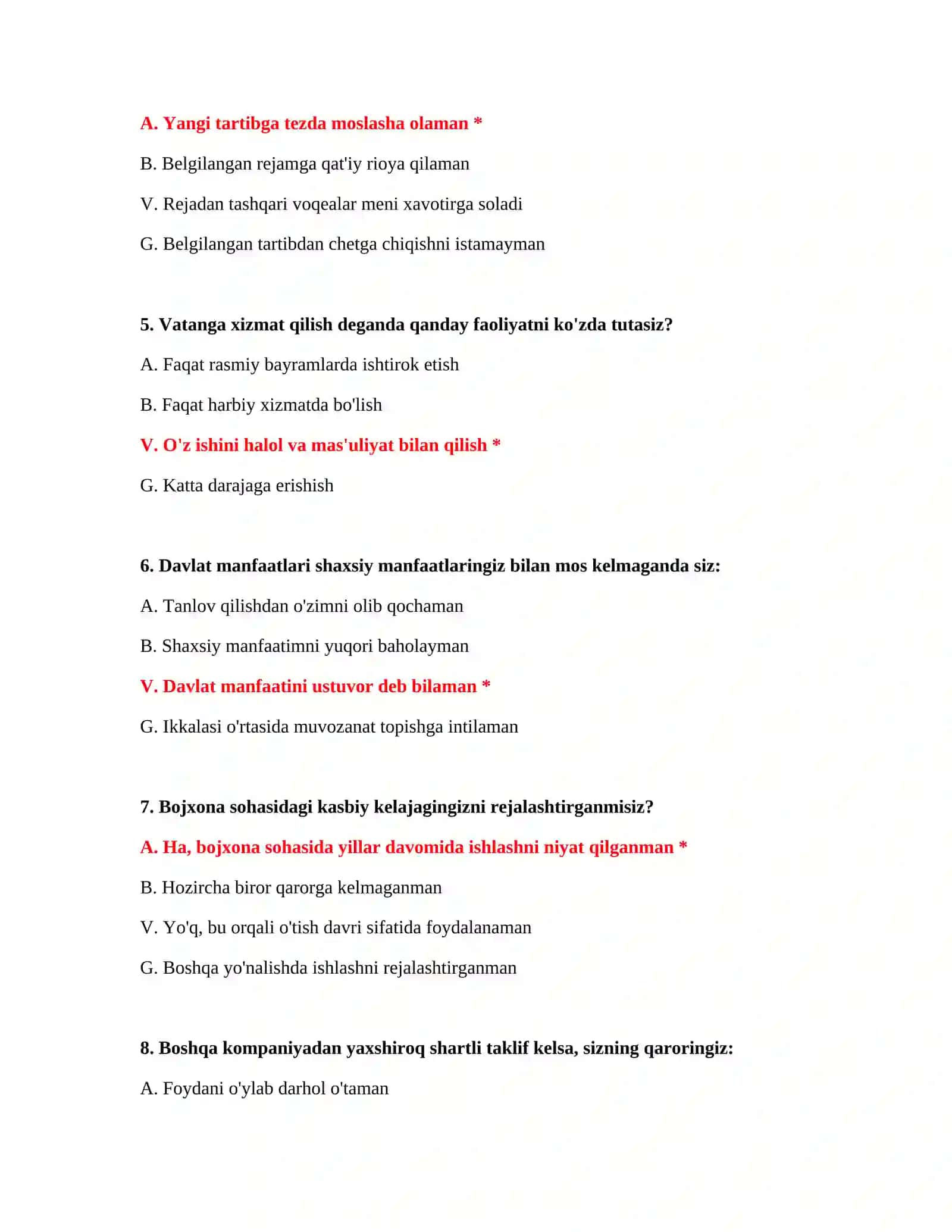 Bojxona imtihon testlari 3