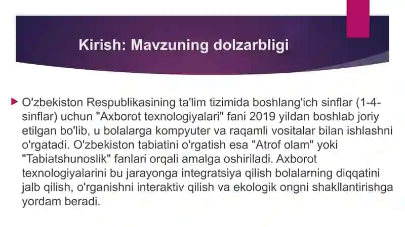 Jonajon o‘lkamiz tabiatini o‘rgatishda axborot texnologiyalaridan foydalanishni o‘rgatish 3