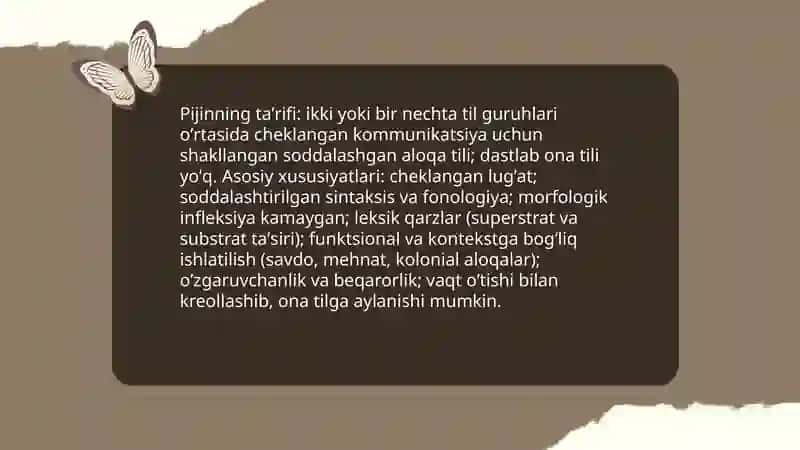 Tillarning aralashuvi: pijin va kreollar 3