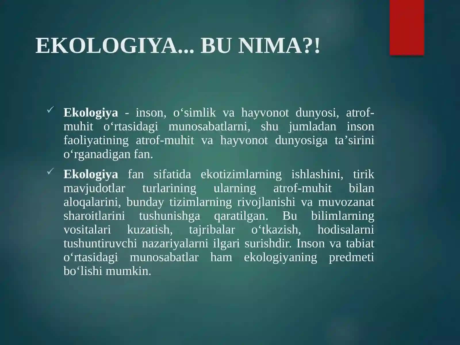 EKOLOGIYA VA ATROF – MUHITNI MUHOFAZA QILISH 3
