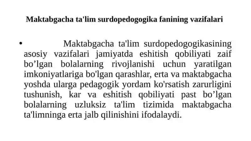 Maktabgacha surdo pedogogika fanining predmeti 3