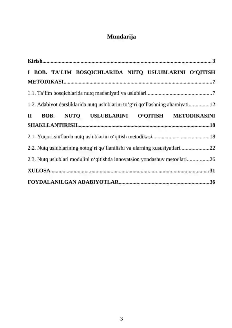 Ta'lim bosqichlarida nutq uslublarini o'qitish metodikasini takomillashtirish” 3