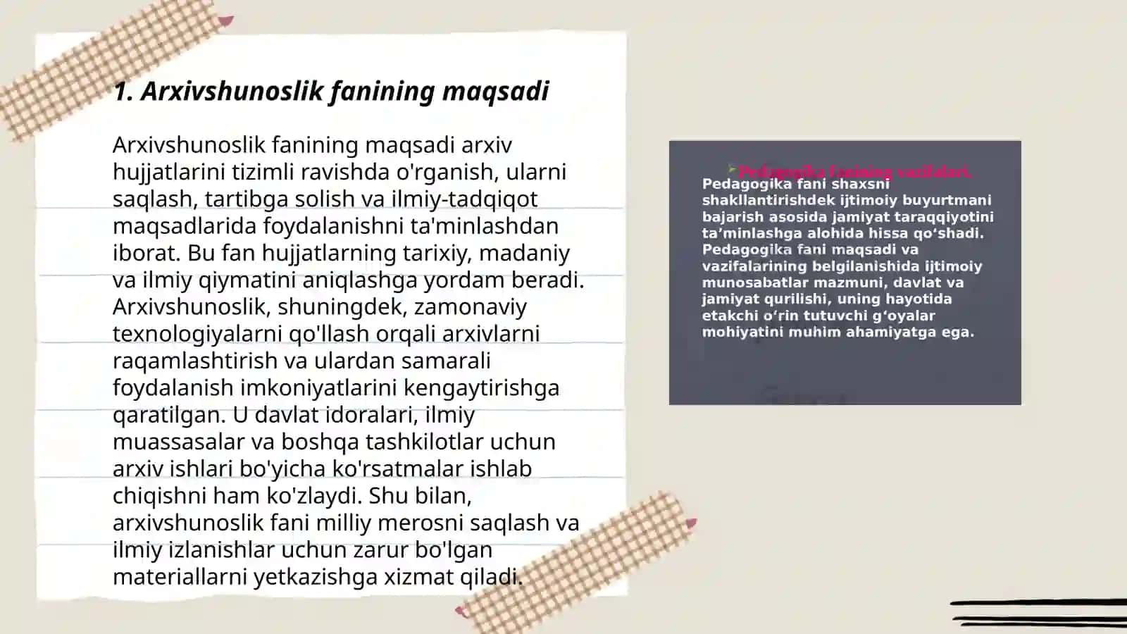 Arxivshunoslik fani maqsadi va vazifalari 3