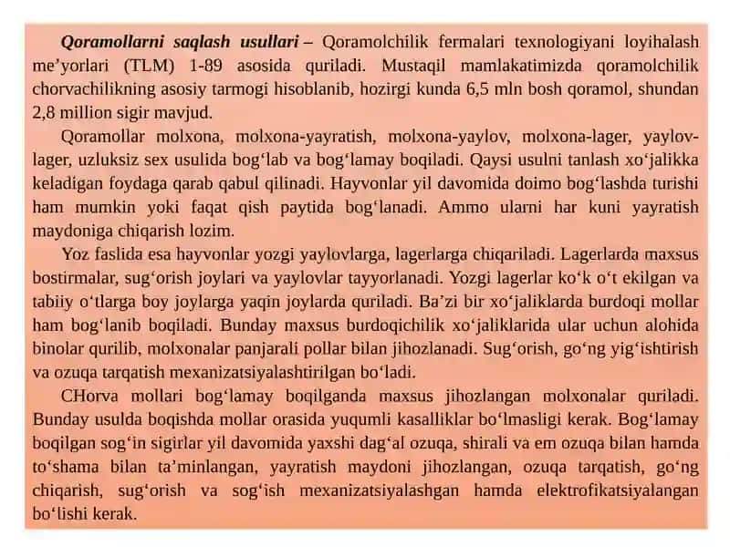 Qoramol, qo‘y, otlarni boqish gigienasi 3