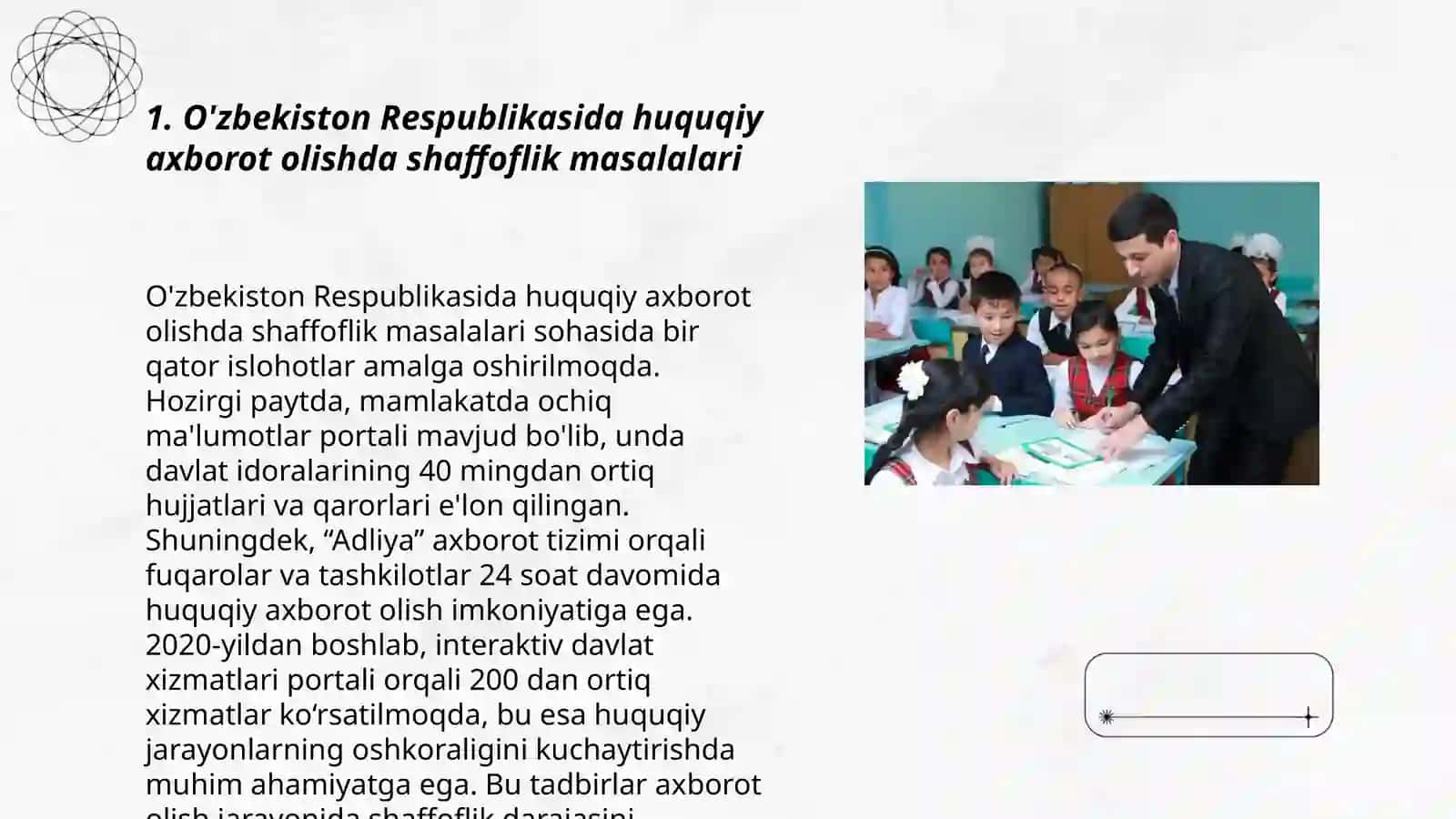 O'zbekiston Respublikasida huquqiy ma'lumotlarga erishish masalalari 3
