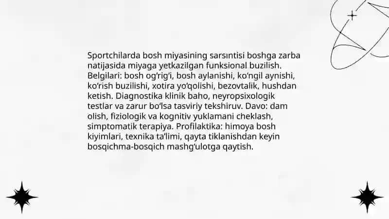 Sportchilarning asab tizimi kasalliklari 3