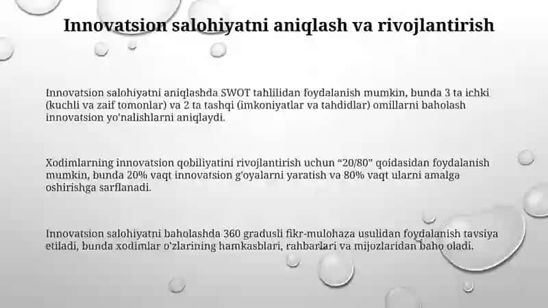 Innovatsion salohiyatni aniqlash va rivojlantirish 3