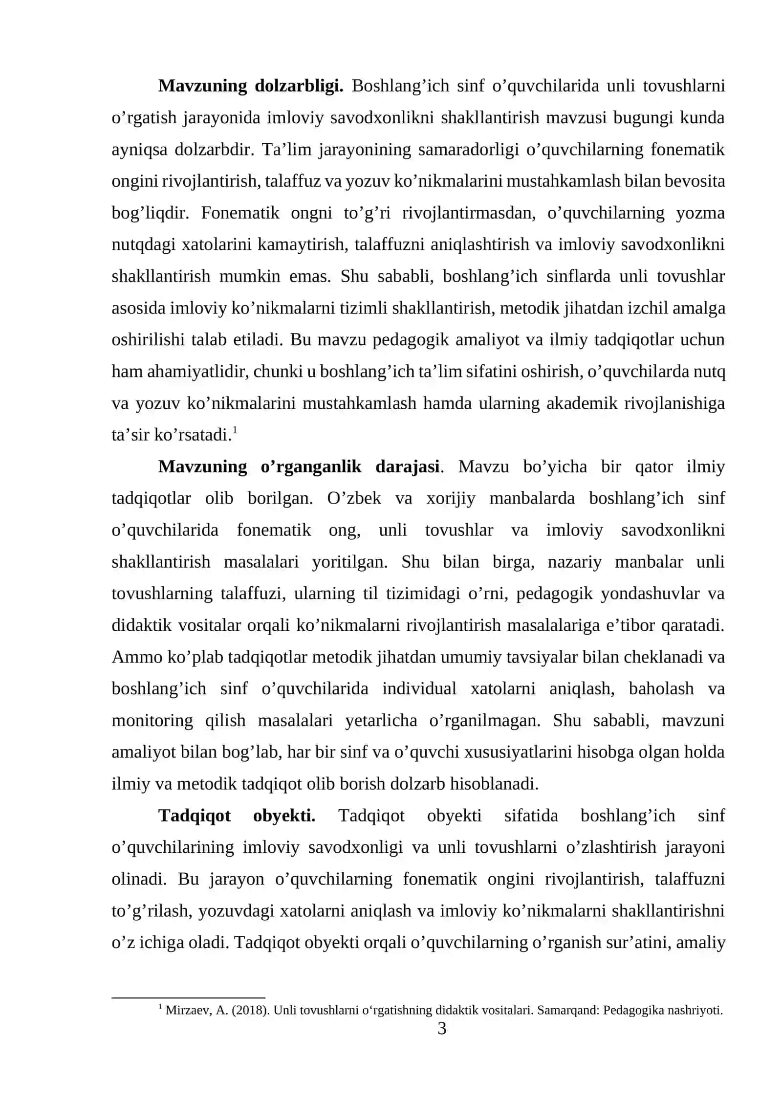 Unli tovushlarni o’rganish jarayonida o’quvchilarda imloviy savodxonlikni shakllantirish 3