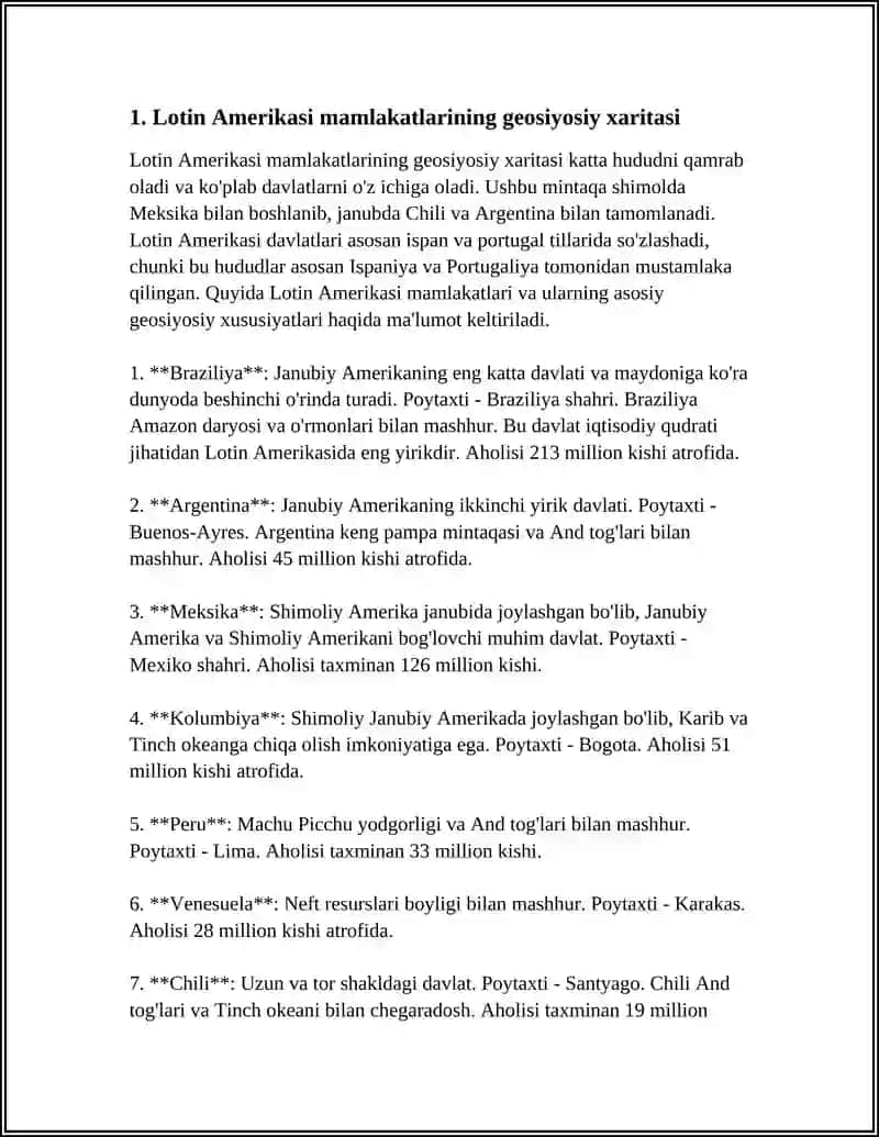 Lotin Amerikasi mamlakatlarining geosiyosiy xaritasi 3