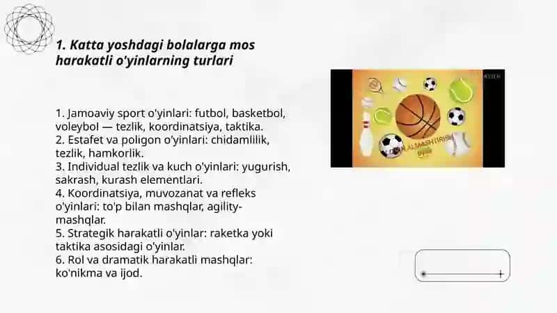 Katta yoshdagi bolalarga beriladigan harakatli o'yinlarni o'rgatish 3