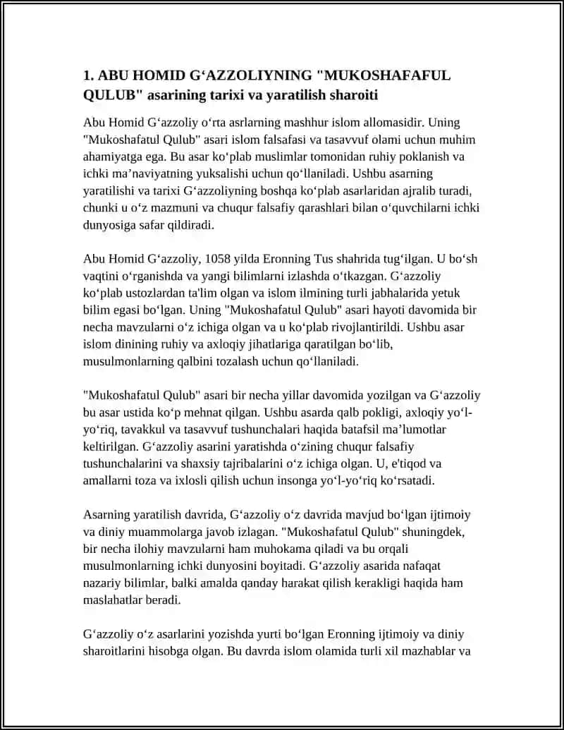 ABU HOMID GʻAZZOLIYNING "MUKOSHAFAFUL QULUB" 3