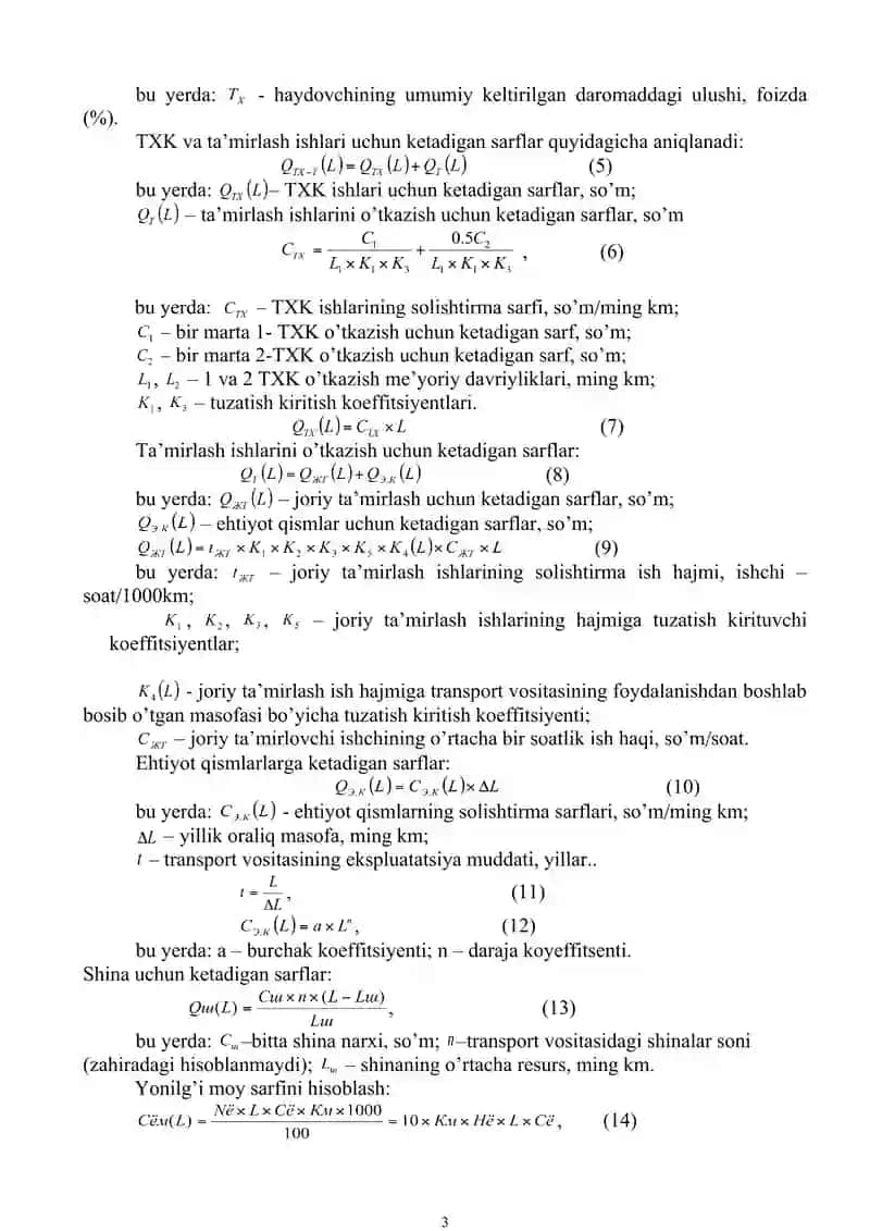 SON LABORATORIYA ISHI TRANSPORT VOSITALARI XIZMAT MUDDATINI MUQOBILLASHTIRISH 3