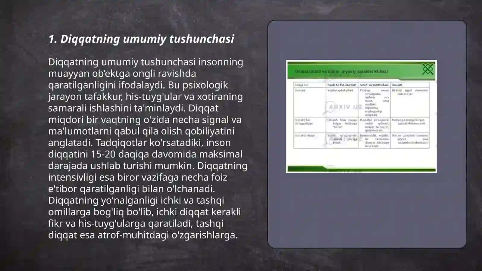 Diqqat haqida tushuncha va uning nerv fiziologik asoslari 3