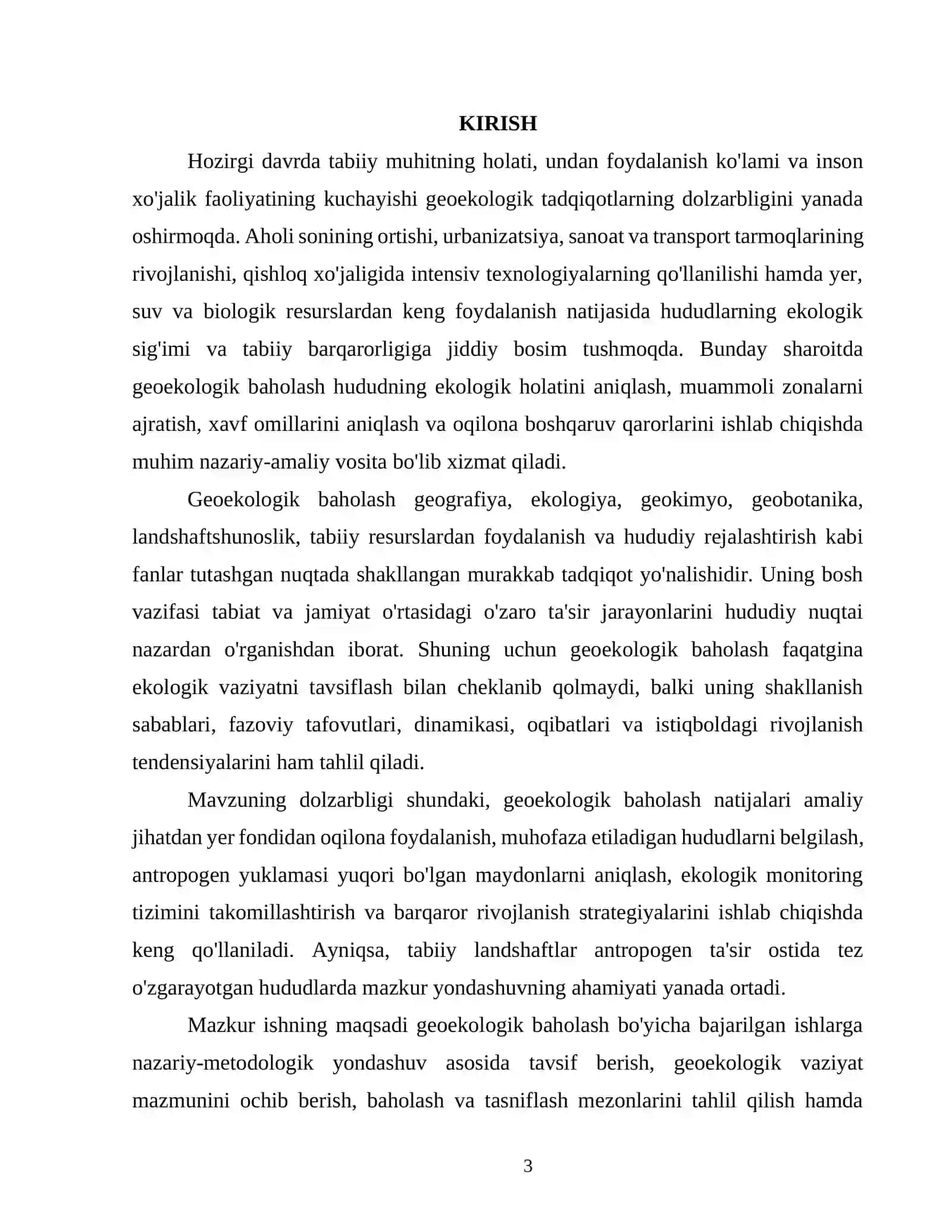 Geoekologiya va Landshaftkar ekologiyasi 3