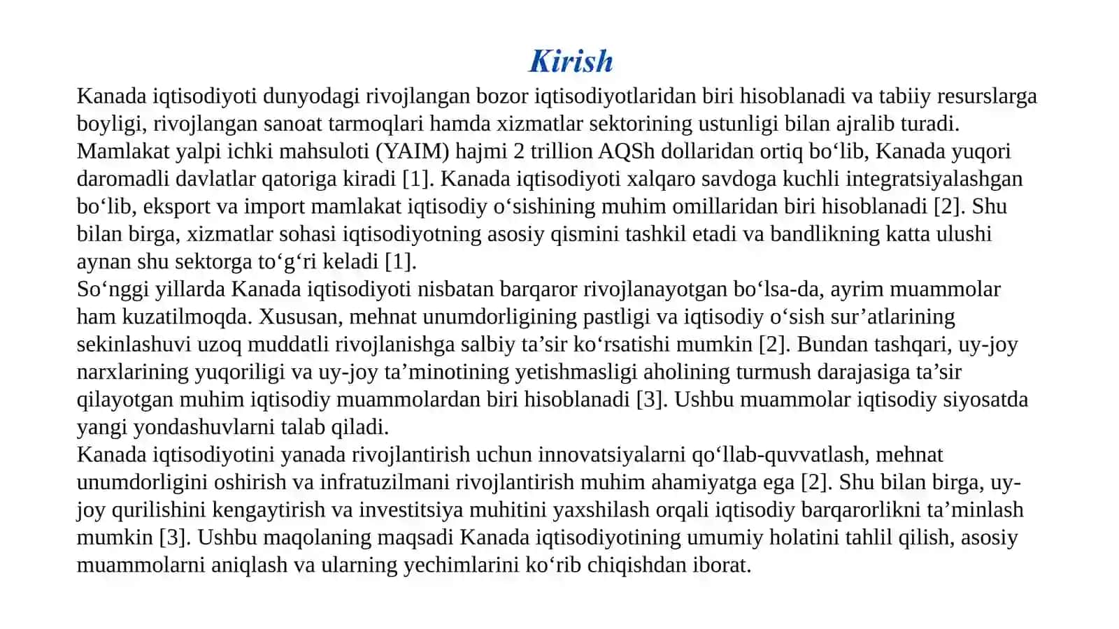 Kanada iqtisodiyoti va emperik tahlili (OLS model) 3