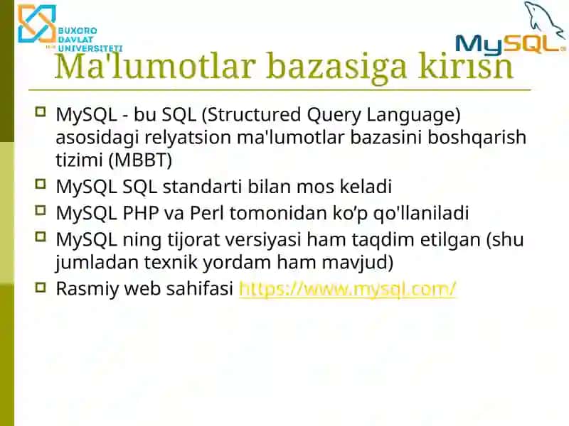 Ma'lumotlar bazasiga kirish 3