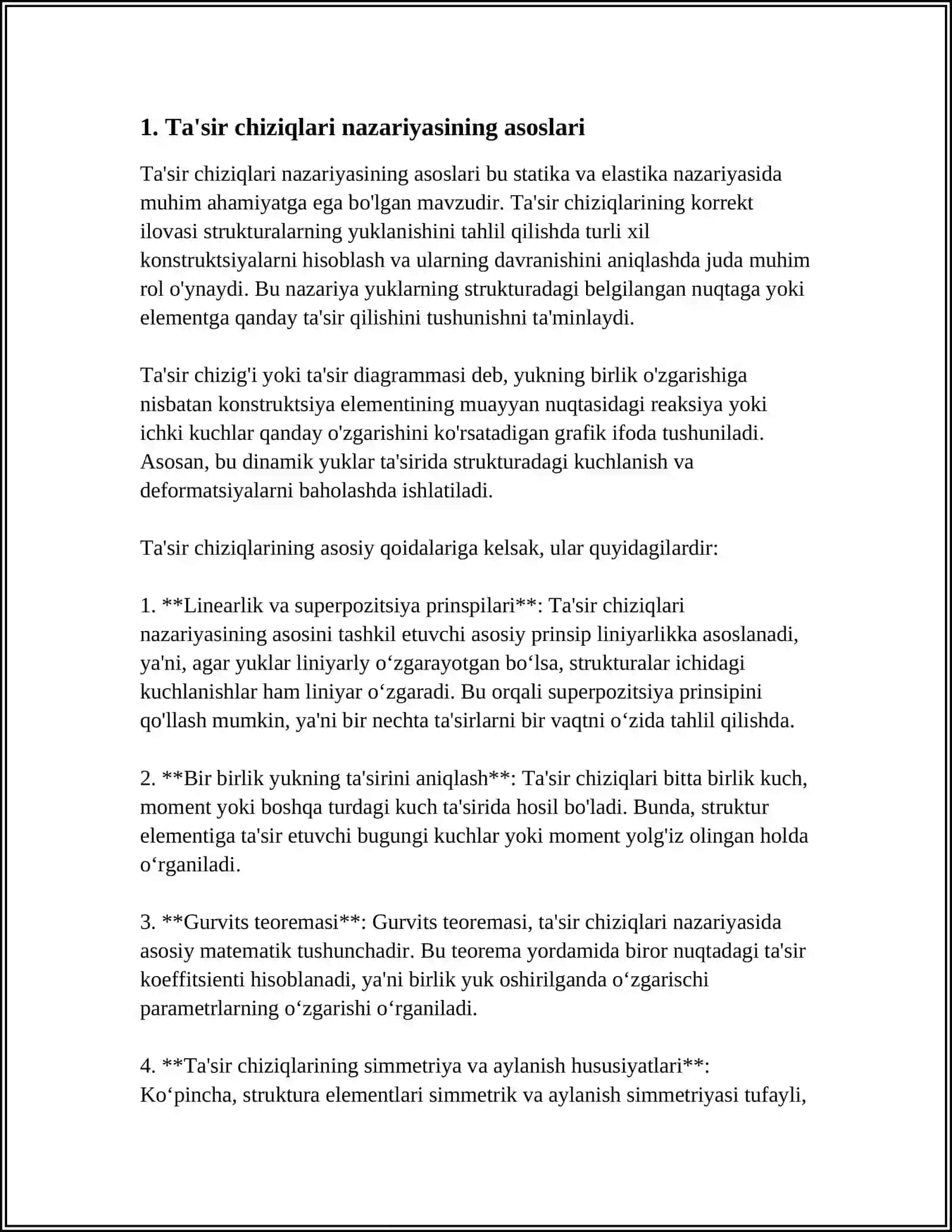 TASIR CHIZIQLARI NAZARYASI. TASIR CHIZIQLARINI CHIZISHNING KINEMATIC USULI 3