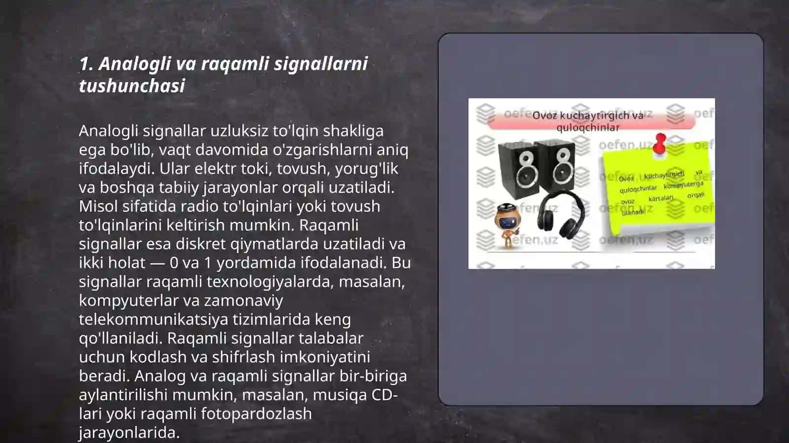 Analogli va raqamli signallarni tushunchasi 3