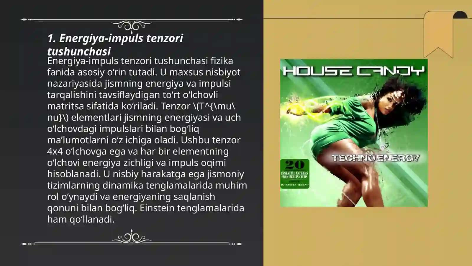 Energiya-impuls tenzori. Enshteyn tenglamasi (isbotsiz) 3