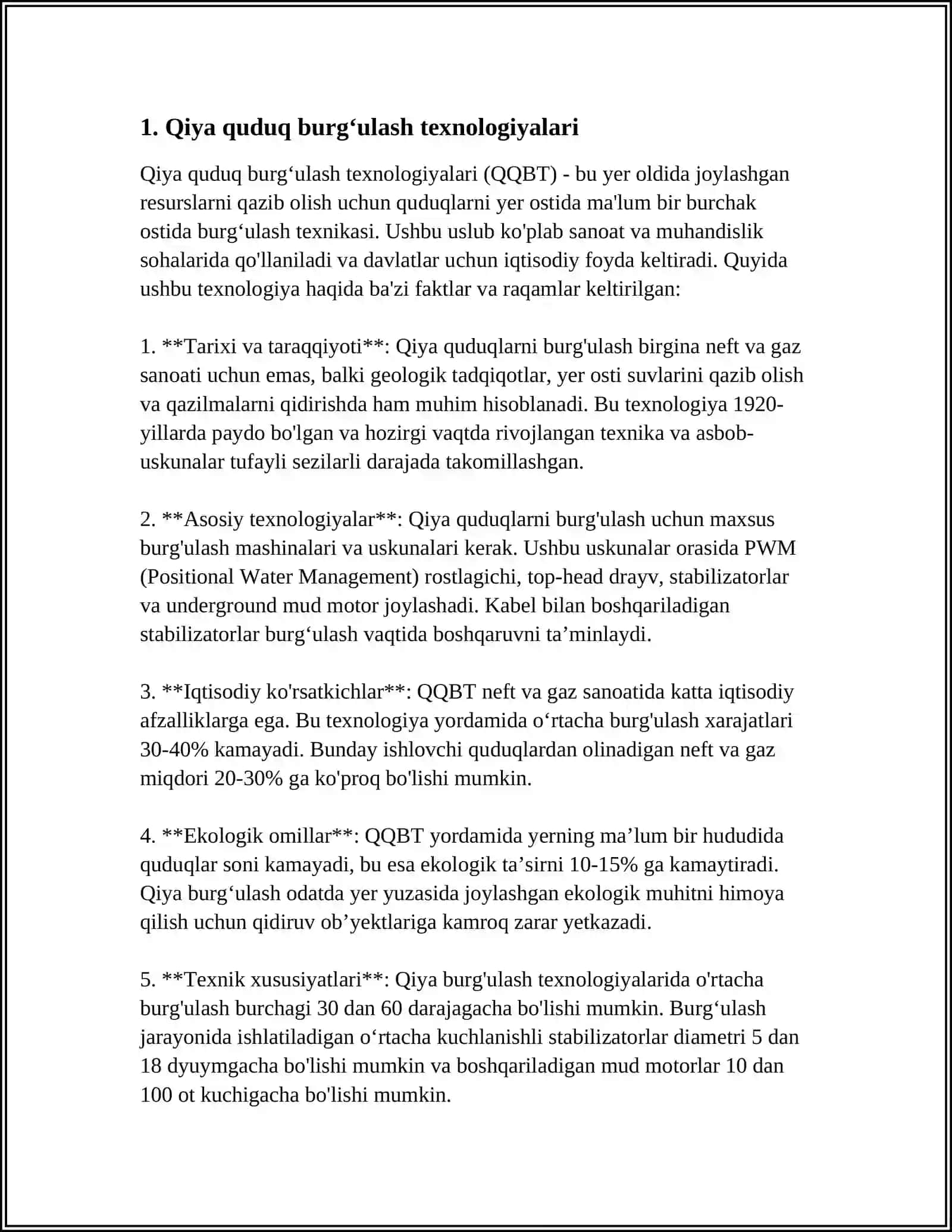 QIYA YOʻNALTIRILGAN QUDUQLARNING MAHSULDORLIGINI ANIQLASH 3