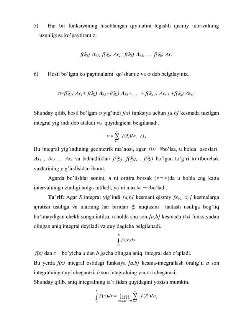 Aniq integral tushunchasini tadbiq qilib yechiladigan masalalar 3