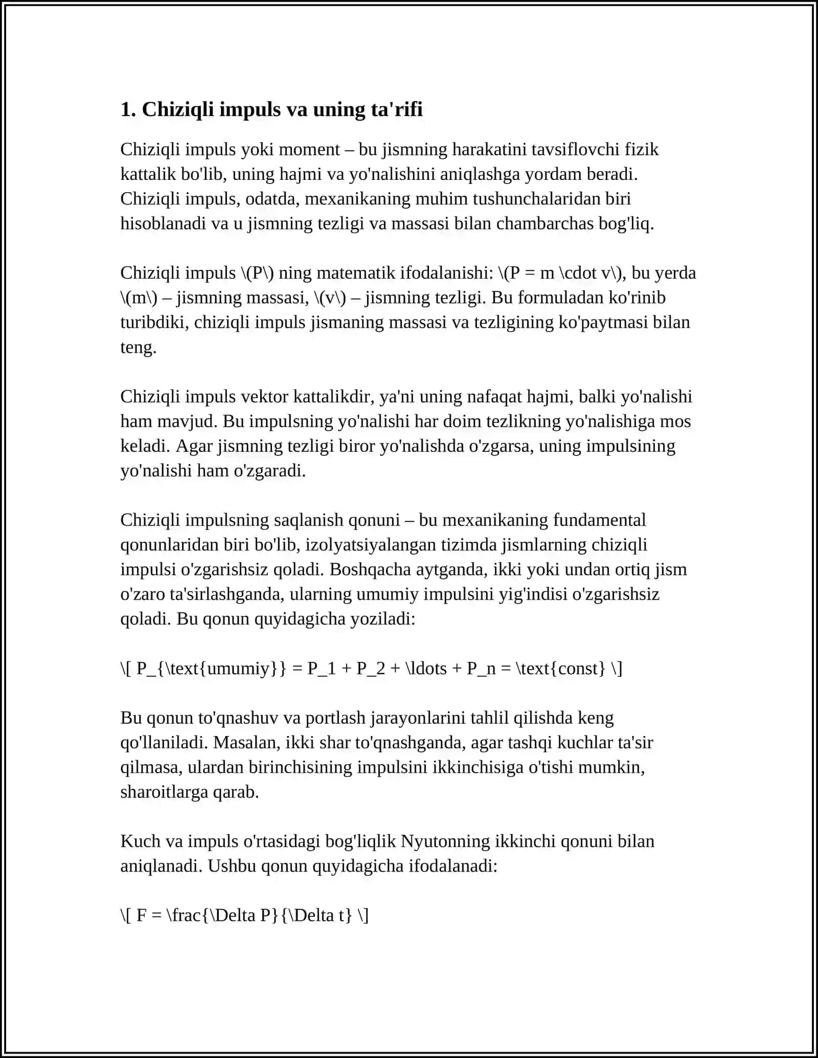 CHIZIQLI IMPULS VA TOʻQNASHUVLAR 3