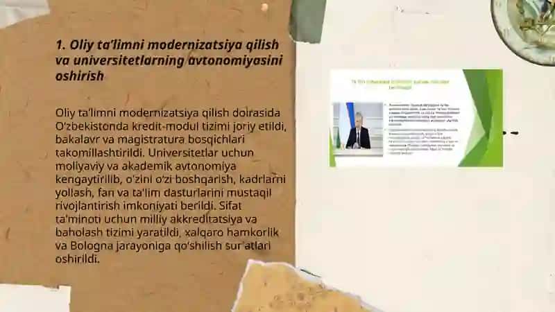 O'zbekiston Respublikasida ta'lim sohasida amalga oshirilgan islohotlar 3