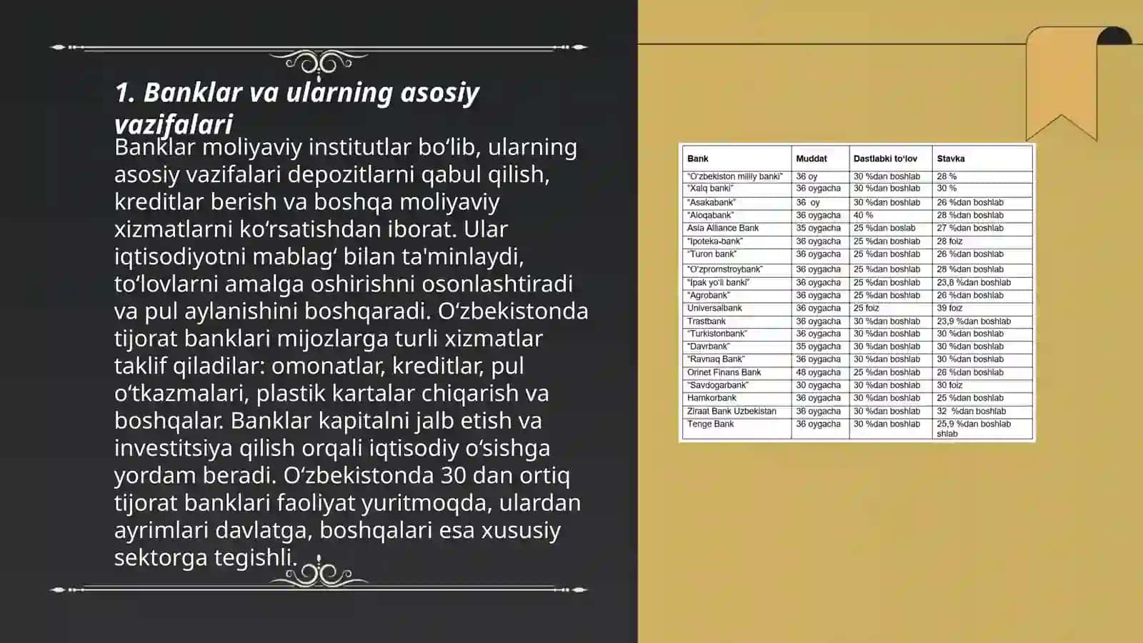 BANKLAR ULARNING TURLARI VA KRIDIT TIZIMIDAGI ROLI 3