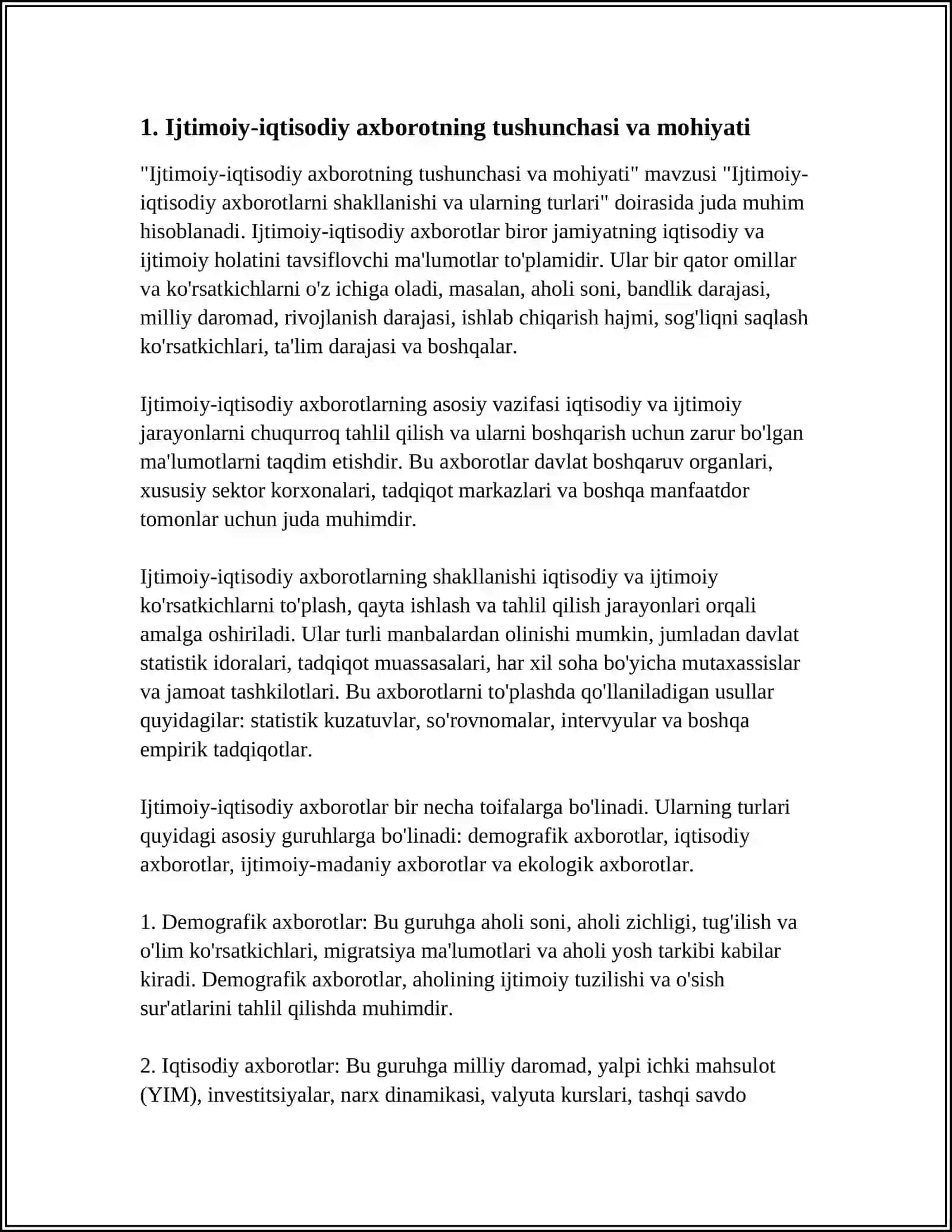 Ijtimoiy-iqtisodiy axborotning tushunchasi va mohiyati 3