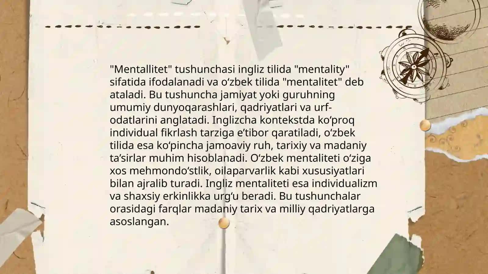 Ingliz va o‘zbek tillarida mentalitet konseptining lingvomadaniy xususiyatlar 3