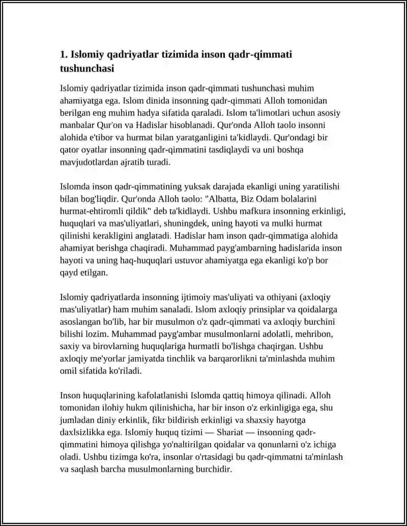 ISLOMIY QADRIYATLAR TIZIMIDA INSON QADR-QIMMATI 3