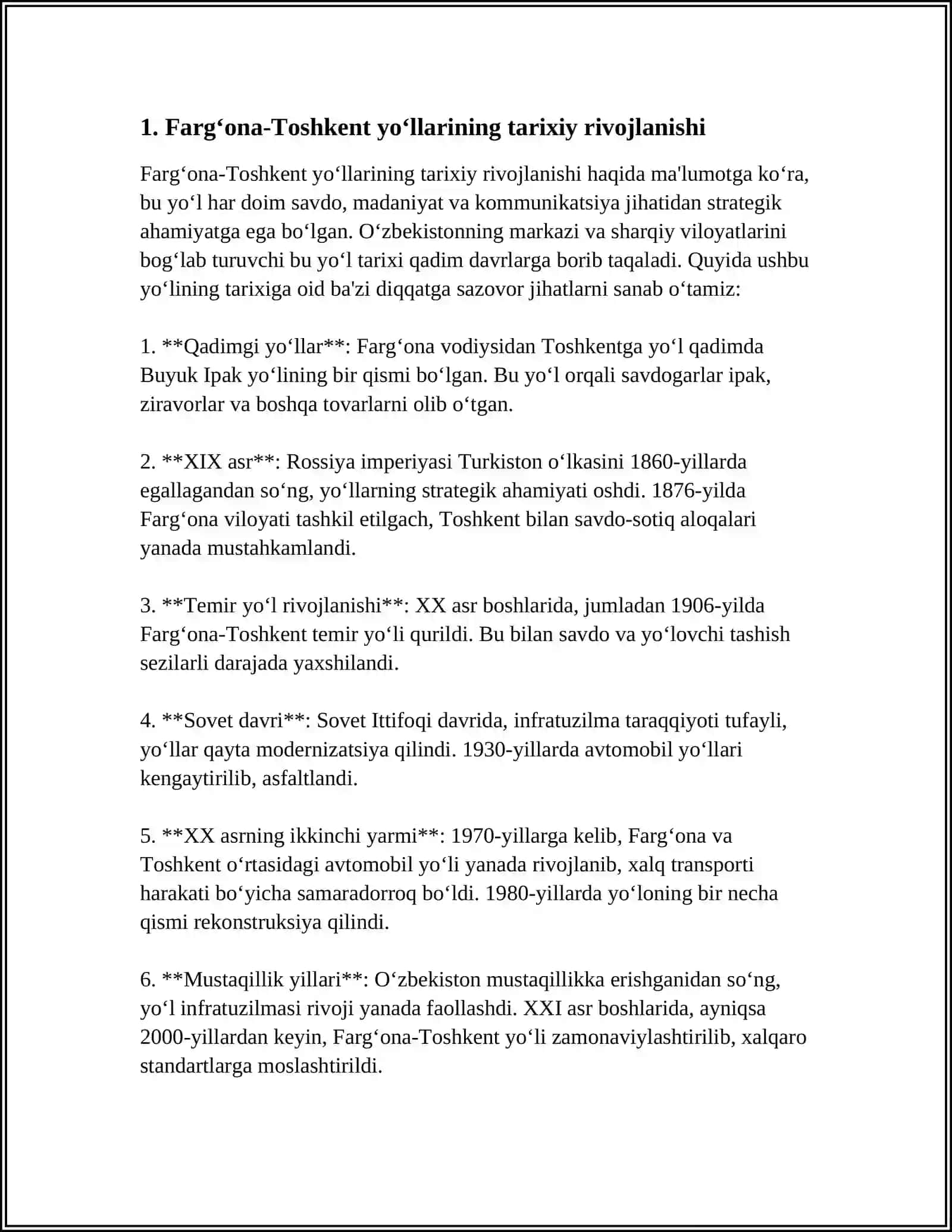 ,,FARGʻONA-TOSHKENT" YOʻLLARI XAQIDA 3