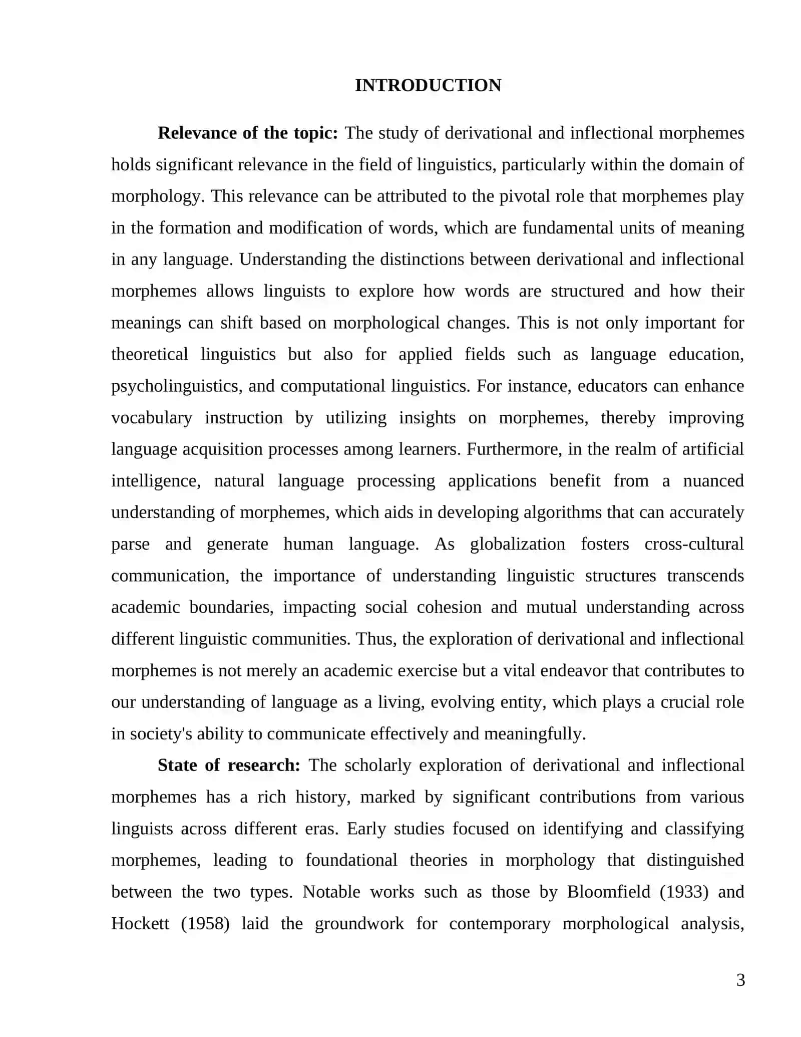 "Derivational and inflectional morphemes. Theoretical approach" 3