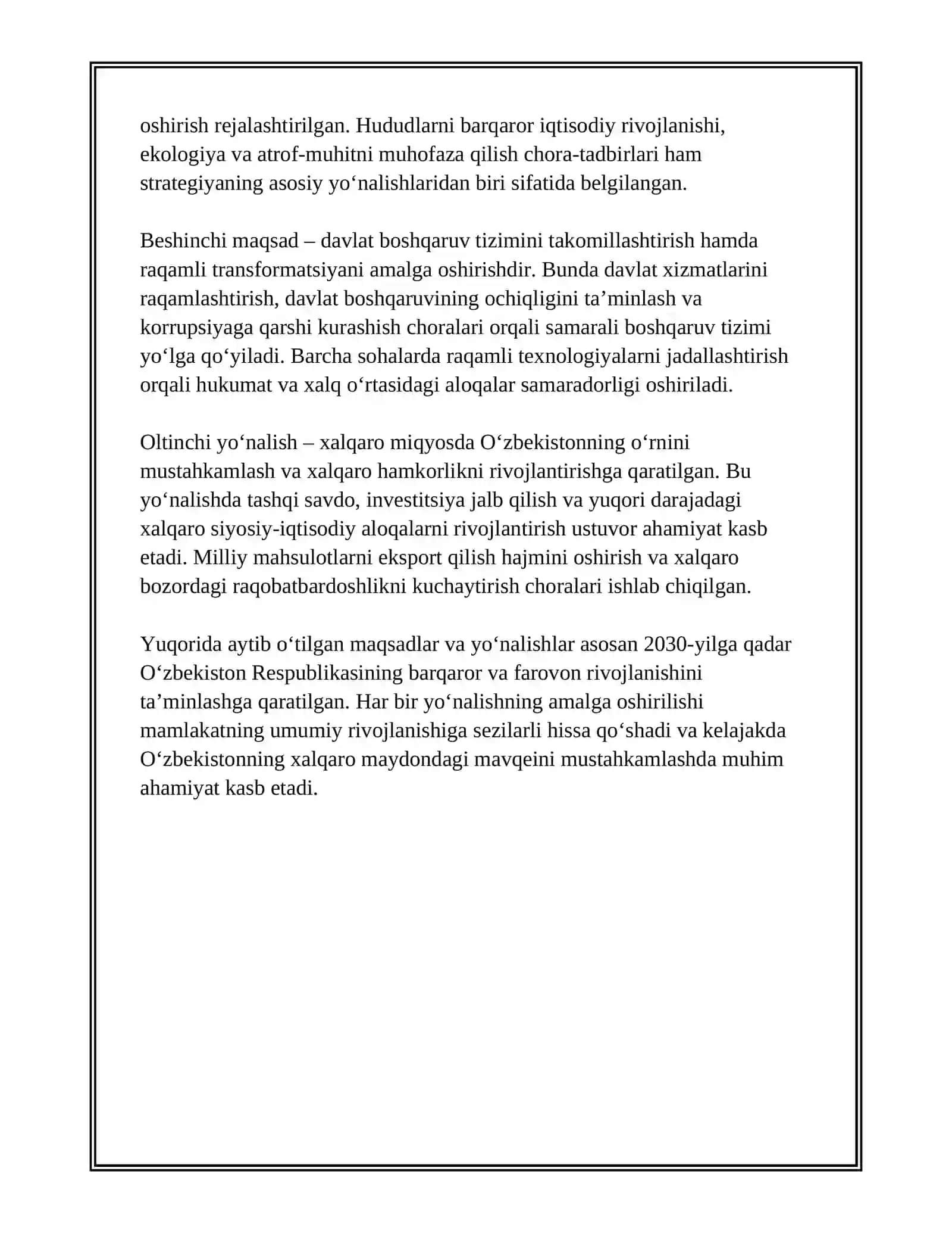 OʻZBEKISTON – 2030 STRATEGIYASINING MAZMUN-MOHIYATI 3