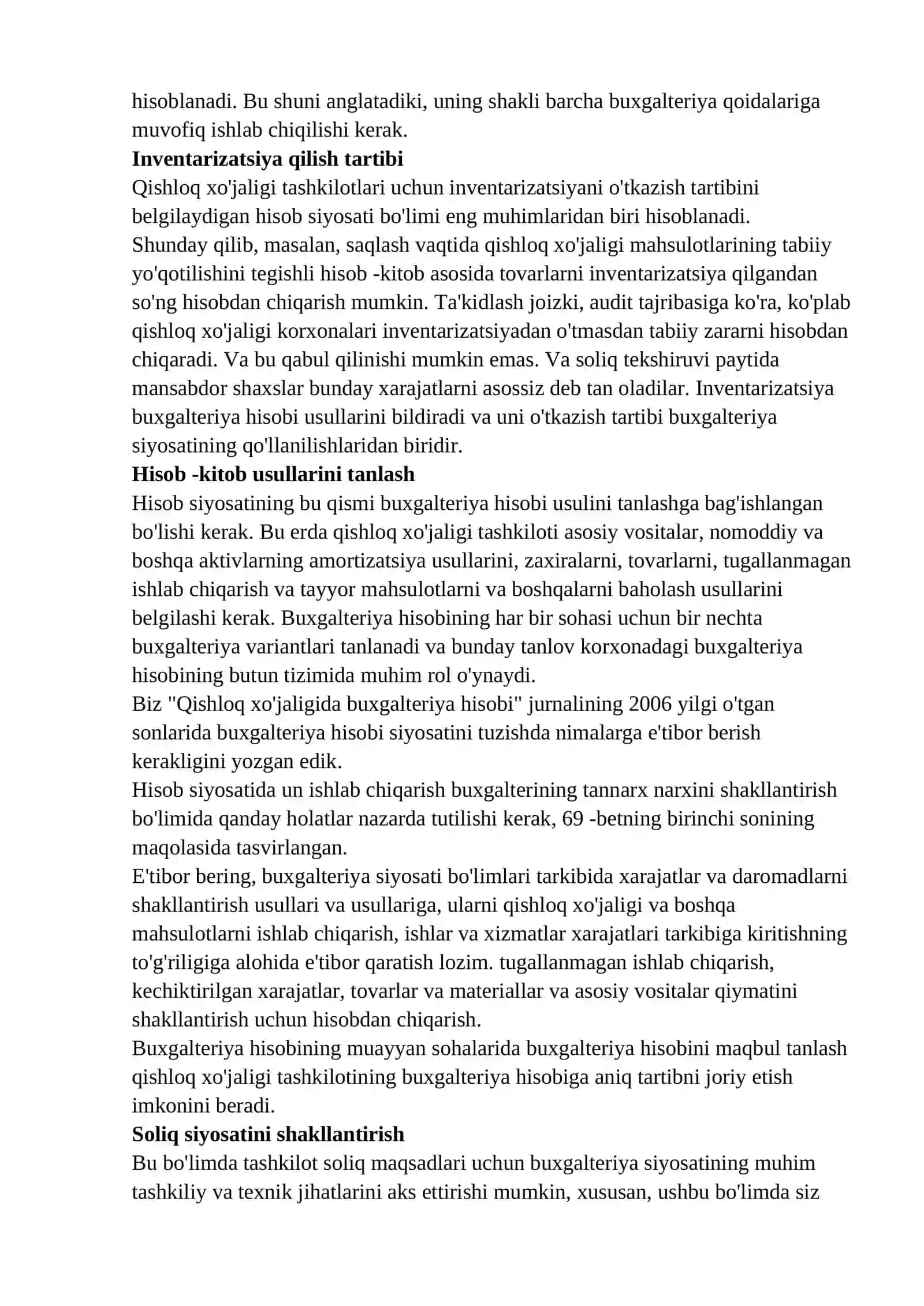 Qishloq xo‘jaligi korxonalarida xisob siyosati moliyaviy hisobotning turlari, tarkibi va uni taqdim etish muddatlari 3